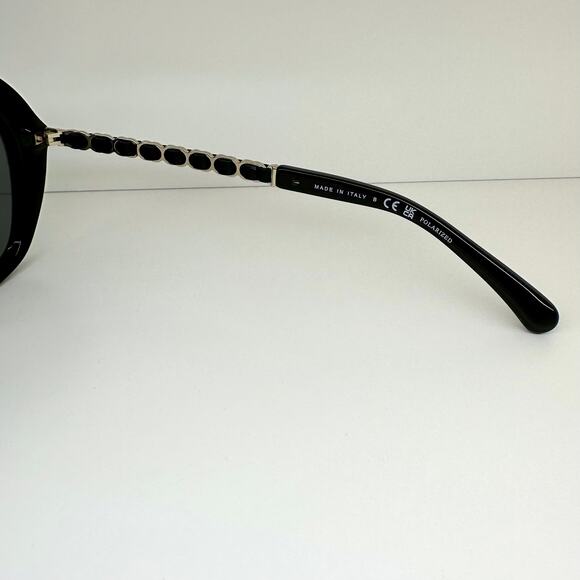 New CHANEL Sunglasses Black Gold Classic CC Chain Arms Womens - Picture 8 of 9